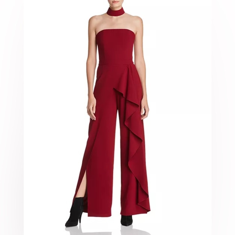 Alice and Olivia Latonya Ruffled Strapless Jumpsuit Size 8